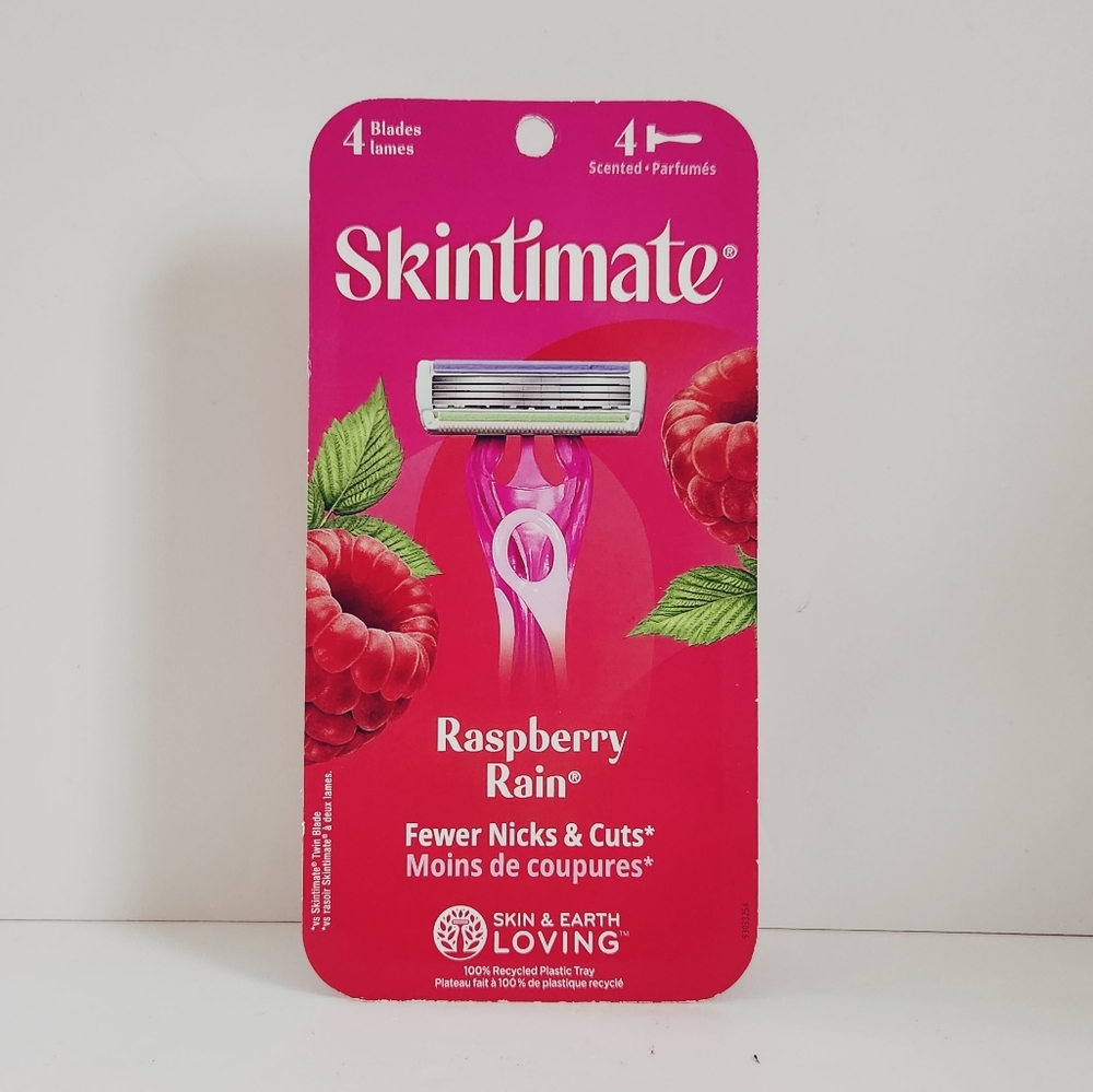 ⭐4/$15 Skintimate Raspberry Rain 4-Blade Disposable Razors, 4 CT